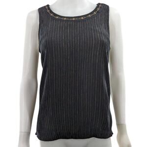 Norton McNaughton Black Sleeveless Blouse Top with Gold Hues